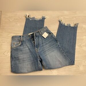 Women's Free People Blue Frayed Hem Jeans